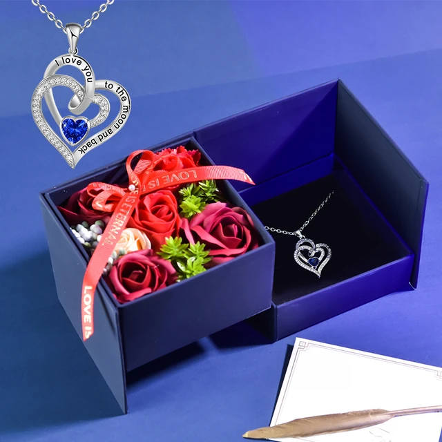 Dropshipping scatola regalo rosa sapone collana cuore di cristallo custodia  per gioielli fiore artificiale per matrimonio festa della mamma san  valentino - AliExpress