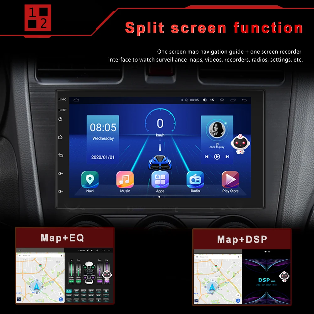 Podofo Android 2Din Car Radio Carplay Multimedia Video Player Universal Auto Stereo GPS For Volkswagen Nissan Hyundai Kia Toyota