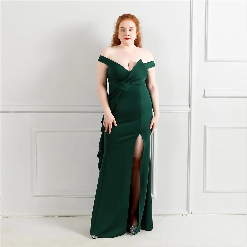 cute prom dresses Simple Crepe Stain Mermaid Evening Dress Wear Plus Size vestifos de mujer largos elegantes de fiesta Sexy Slit Prom Gown ball gown dress