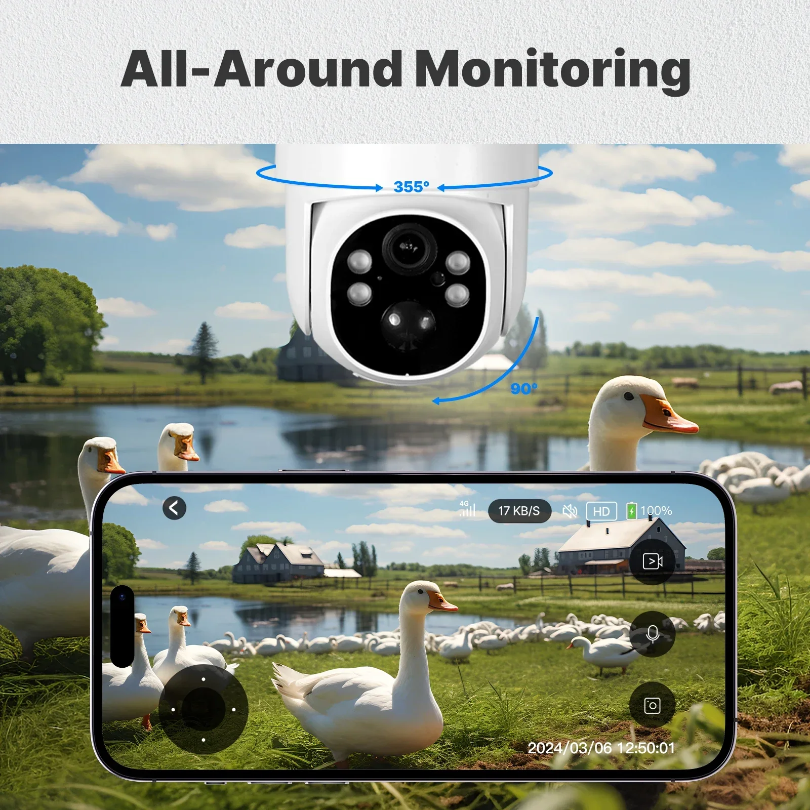 MoES 4G WIFI 4MP Solar Security Camera Night Vision