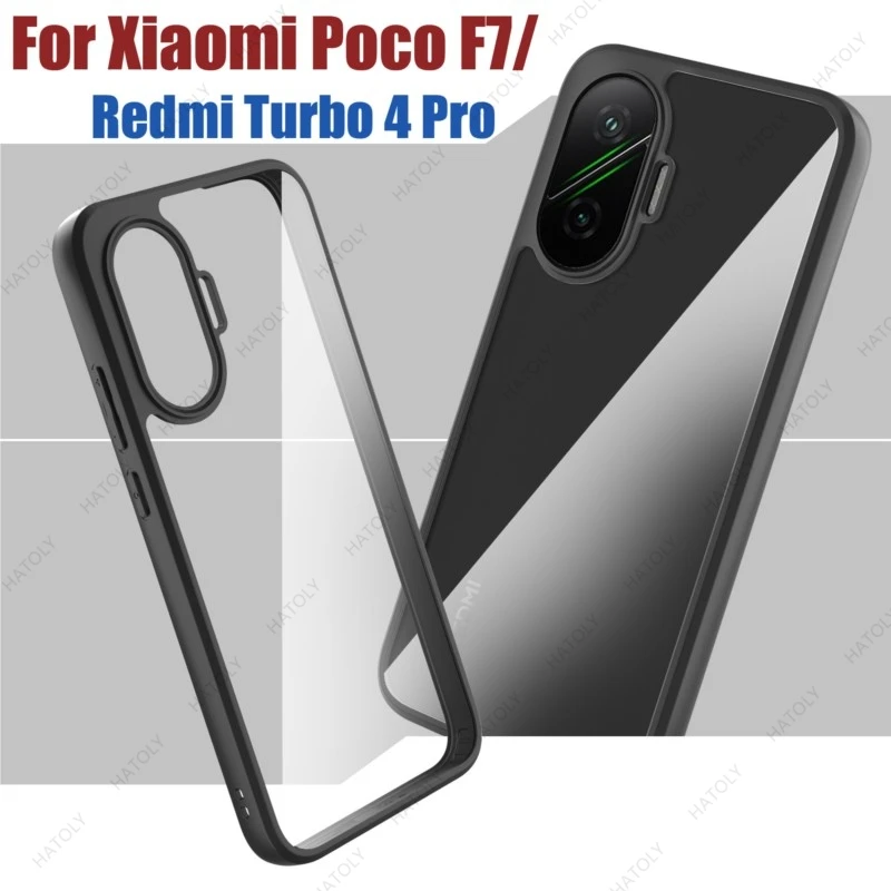 Transparent Black Frame Anti-Shockproof TPU Case for Xiaomi Poco F7 Series