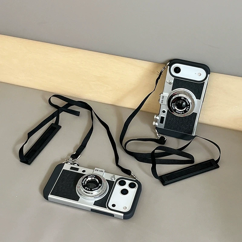 Vintage Camera Design Phone Case with Lanyard