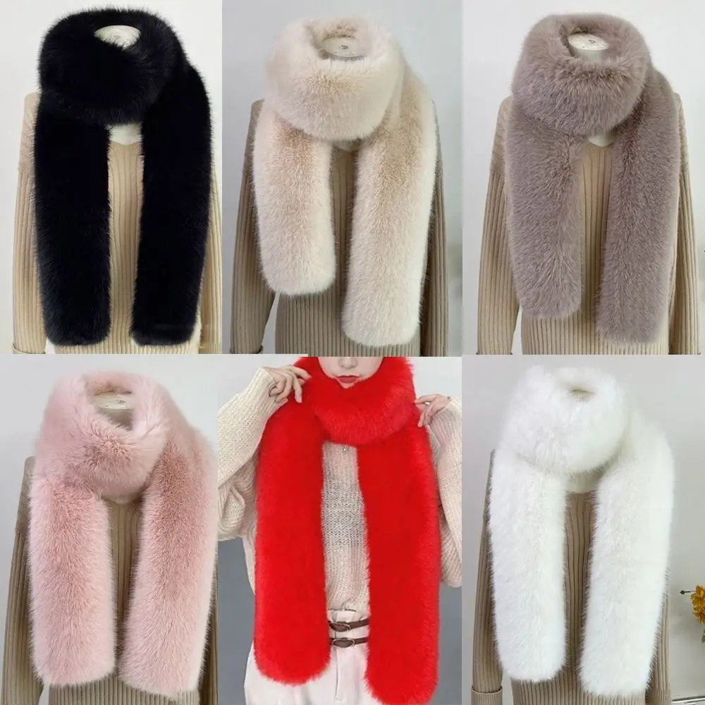 Fashion 6 Colors 180cm Fake Fur Long Scarf Thicked Fluffy  Luxury Wraps Shawl Vintage Neck Warmer Muffler Ladies Scarves