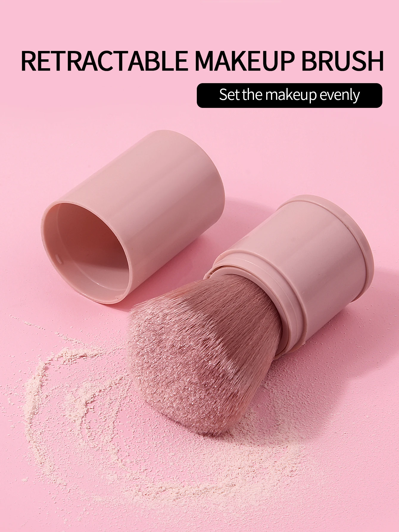 Description Picture 2 of item1PC Retractable Makeup Brushes Soft Fluffy Powder Foundation Blending Blush Face Kabuki Cosmetics Brush Make Up Tools