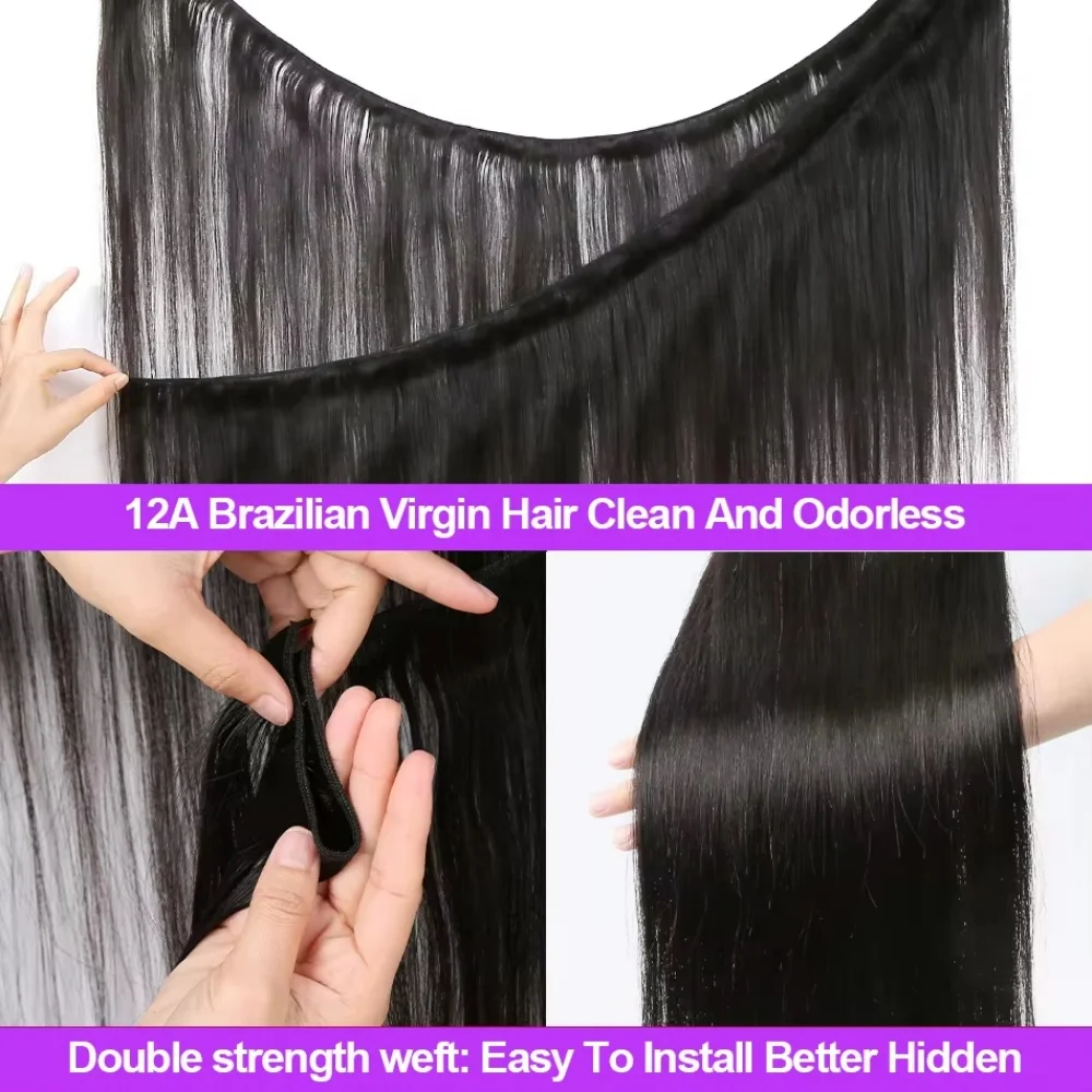 Straight Human Hair Bundles 1/3/4 PCS Natural Black Brazilian Hair Weave Bundles 14-30 Inch Human Hair ExtensionsNatural straight hair fringes specially designed for Designed specifically for black women 7