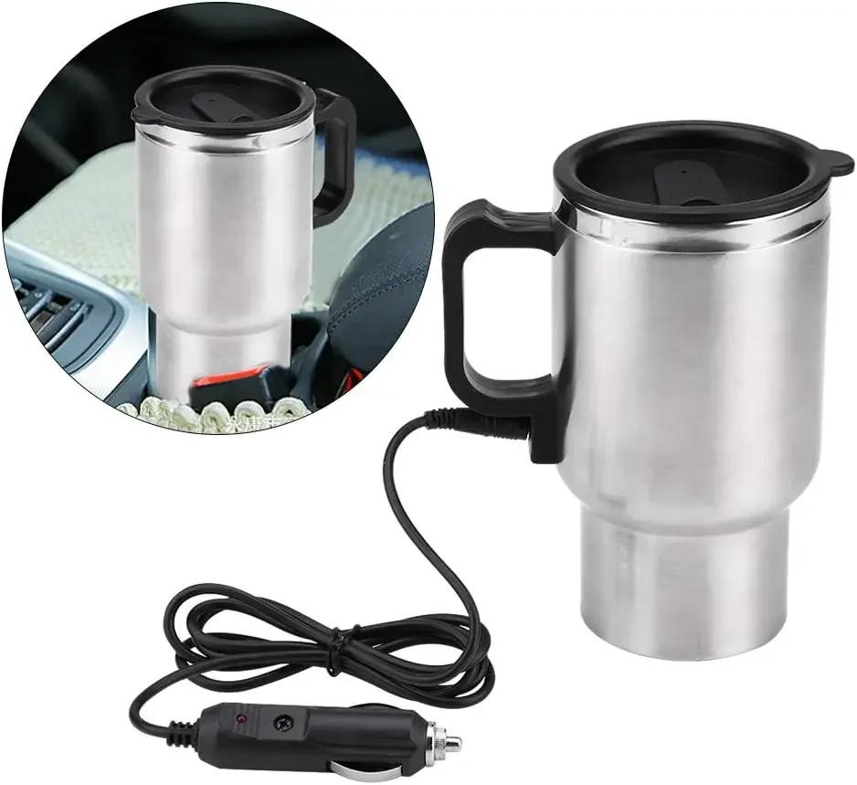 Heated Travel Mug,  Tea Kettle,   Mug, 12V 450ml  In  Stainless Steel Travel Heating Cup Coffee Tea  Cup Mug Travel  Kettle for 4