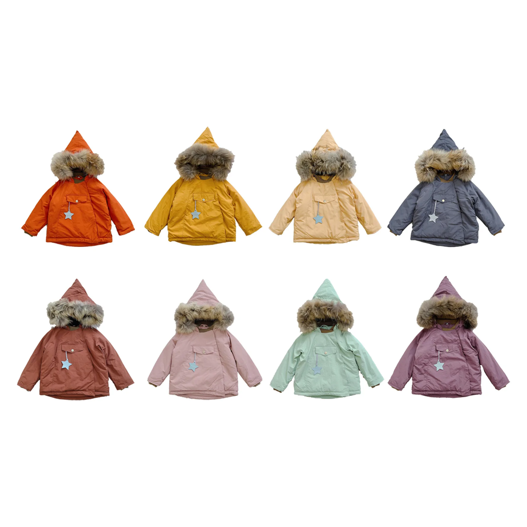 

Kids Coat 2022 New Winter Mat Brand Boys Girls Fur Hooded Warm Thick Jacket Coat Baby Toddler Child Cotton Outwear Clothes
