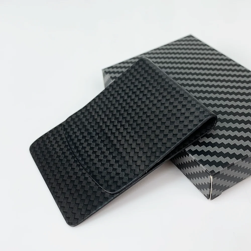 Ultra-thin Matte Real Carbon Fiber Wallet Slim Money Clip 74*55mm Durable Card Holder For Men Women