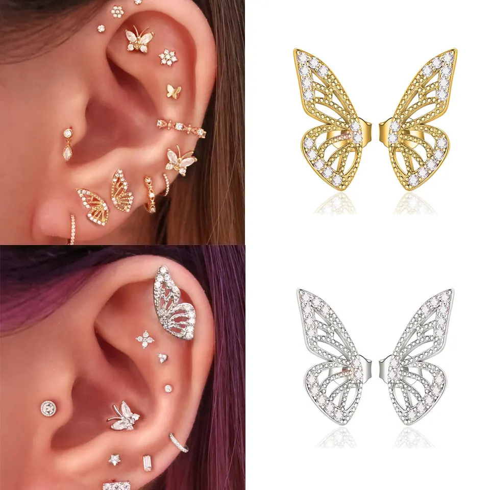 Butterfly Ear Piercing for Women Helix Lobe Piercing Stud Earrings