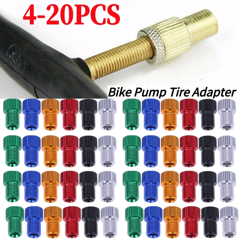 Bicycle valve adapter Bicycle valve accessories Bicycle valve tool 4-20PCS Presta to Schrader adaptors French/UK to US Mountain road bike tire converter Pump tools Air nozzle tube Bicycle accessories