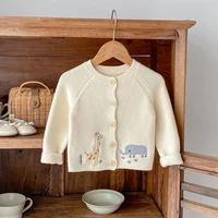 Autumn new 0-3-year-old baby clothing for boys and girls, cute and fun embroidered round neck sweater, knitted cardigan jacket 3