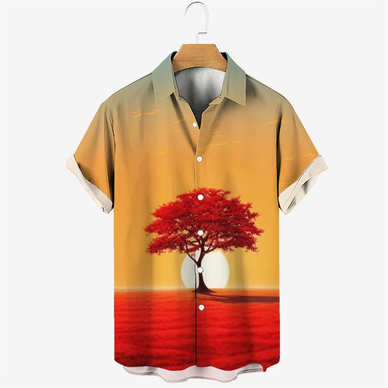 thumbnail image 1 of Nuevas camisas de verano con estampado de cocoteros, camisas de playa de gran tamaño para hombre, camisetas hawaianas de manga corta a la moda, ropa para hombre, camiseta con solapa, 1 of 4