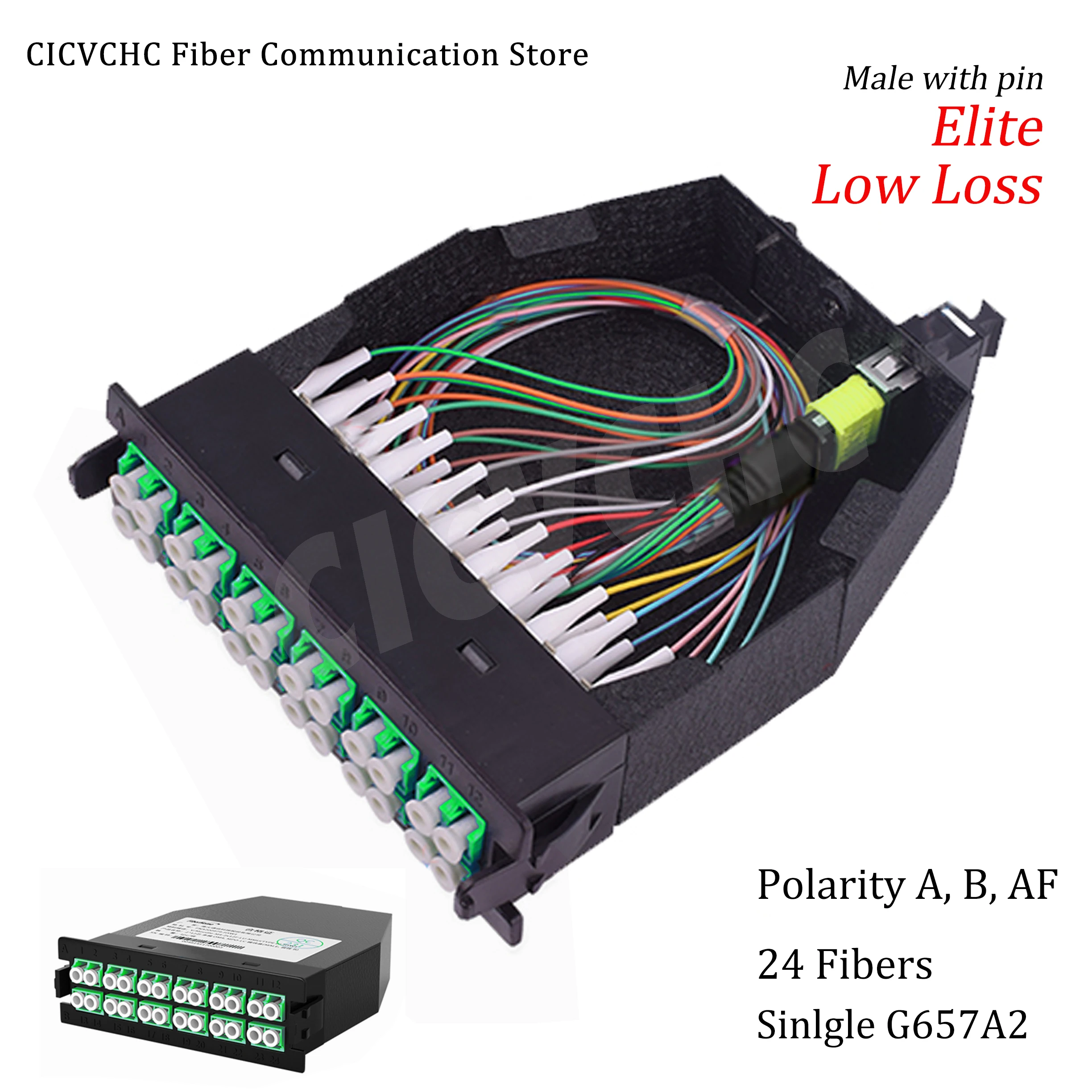 24 fibers High Density MPO/APC to LC/APC Conversion Cassette Module, G657A2, Polarity A, AF, B