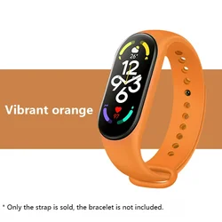 Silicone Sports Wristband Replacement Bracelet for Mi Band 5 or 6 or 7 (Vibrant orange)
