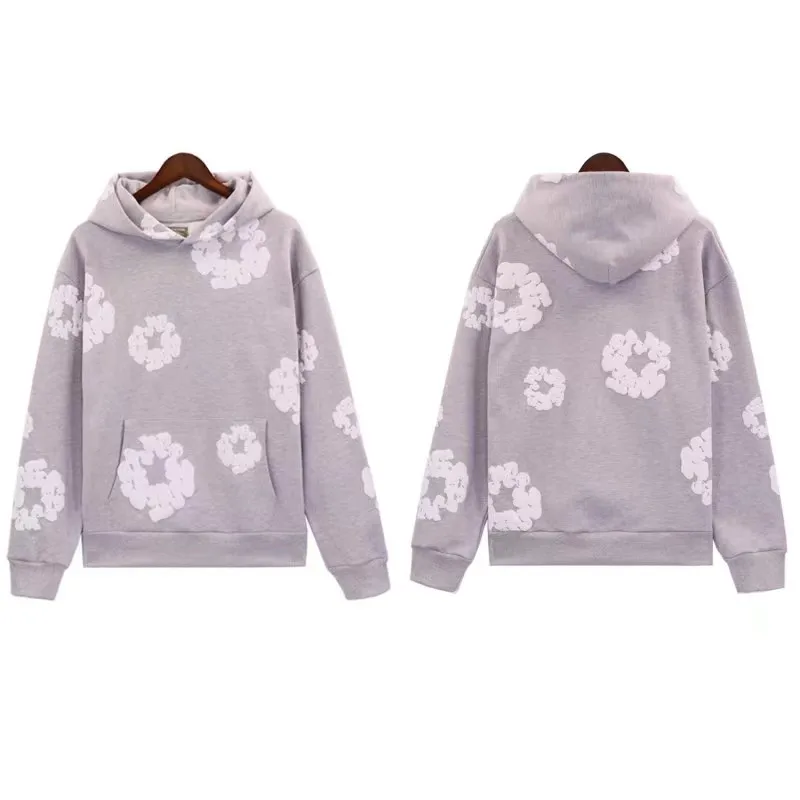 Autumn and winter classic retro flame kapok hoodie American three-dimensional foam loose thickened y2k clothes streetwear women