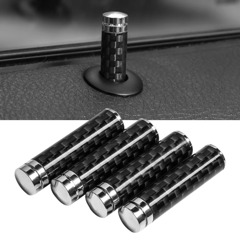 4Pcs Car Door Lock Pin Cover Door Bolt Decorative Cap Carbon Fiber For BMW E46 E90 E60 E39 F30