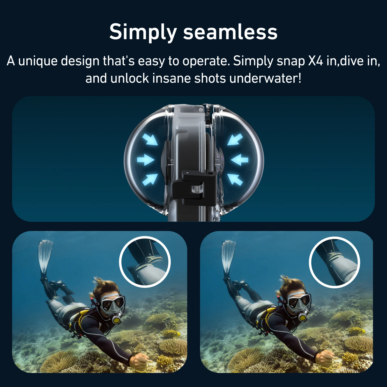 Telesin Underwater Invisible Waterproof Case For Insta360 X4 50m Diving Shell Housing Cover For Insta360 X4 Accessories, Alina Gadgets