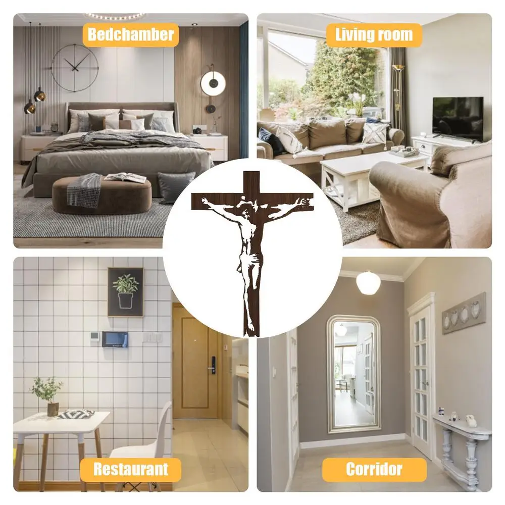 Description Picture 3 of itemOpenwork Carved Wall Cross Rustic Handcrafted Religious Art Christian Wood Wall Art Craft Stunning Openwork carved Wall Cross