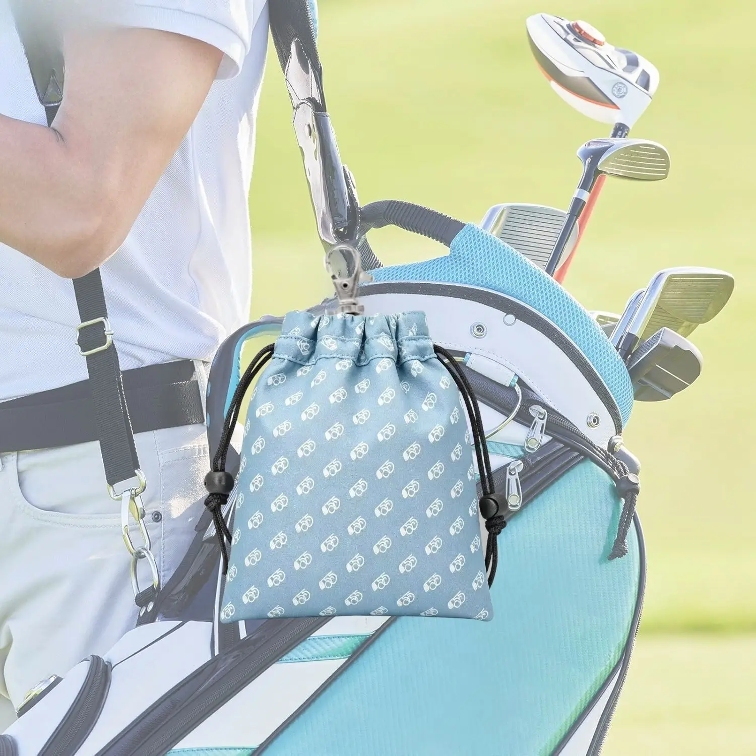 Borsa Minimalista Blu per Oggetti di Valore da Golf con Chiusura a Coulisse, Perfetta per Trasportare Palline da Golf e Ottimo Accessorio per Uomini - immagine 3