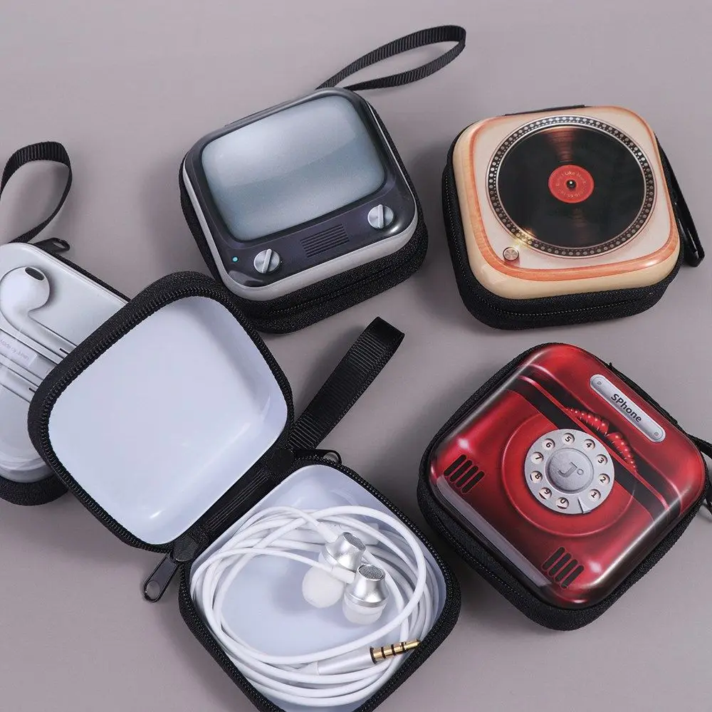 Retro Feelings Pattern Creative Coin Purse Headphone Storage Box Simple Fashion Mini Wallet Small Change Organizer