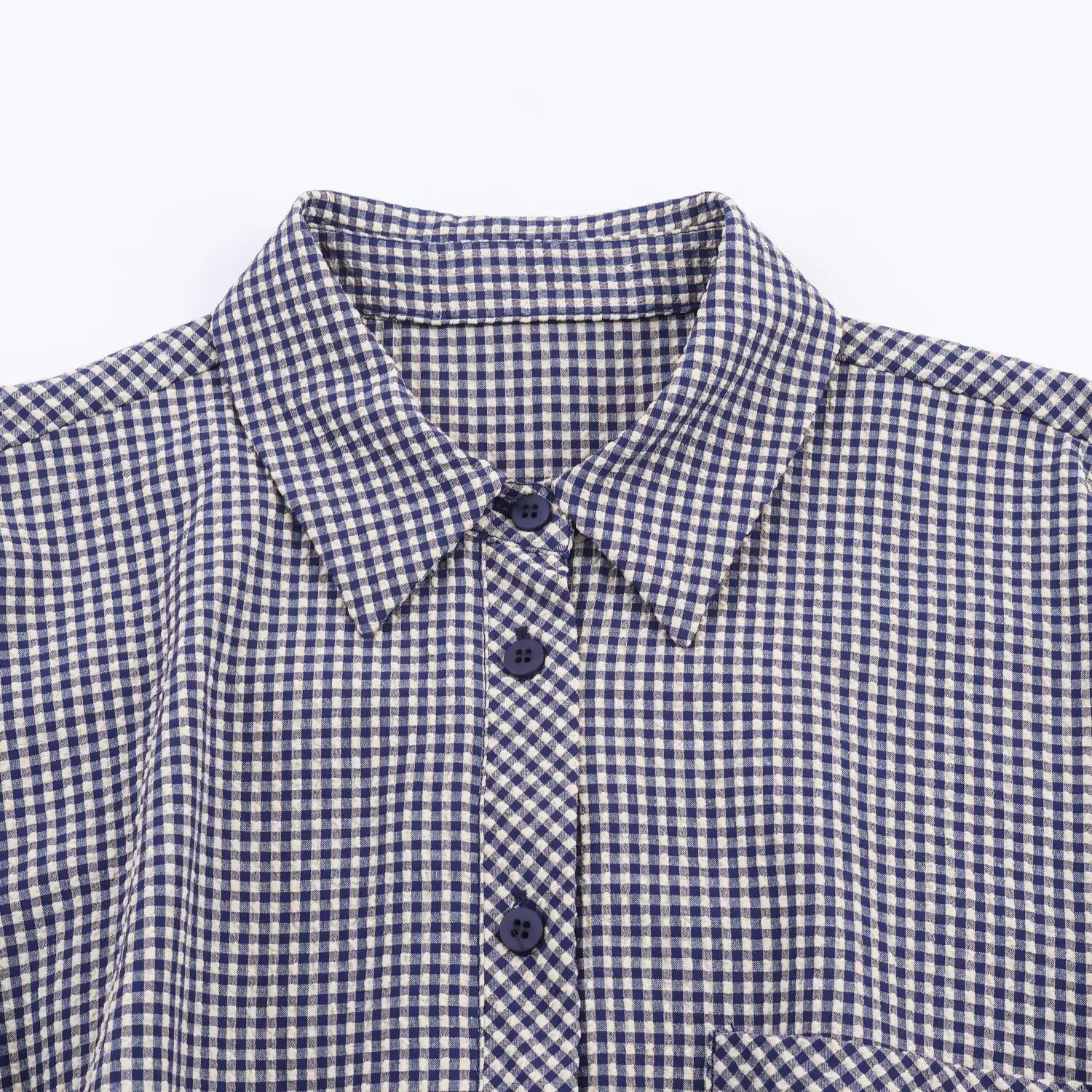 Women Fashion Chic Balloon Plaid Shirt Female Spring Autumn Turn-Down Collar Loose Pocket Long Sleeves Blouses Ladies Casual Top