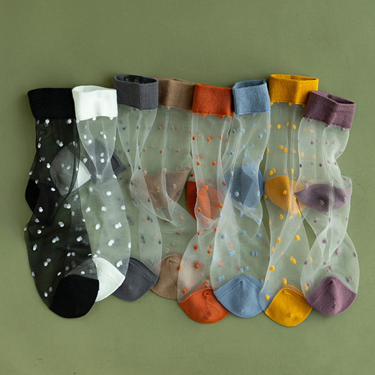 Polka Dot Lace Socks - Womens Summer Thin Transparent Ultra Socks