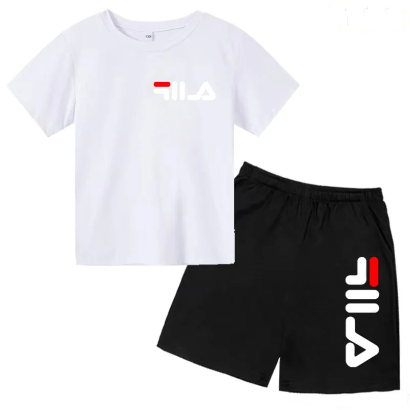 Summer Children's Suit Men's and Women's Sports T-shirt Short Sleeve Shorts Leisure Set Gift Preferred 3-13 Years Old