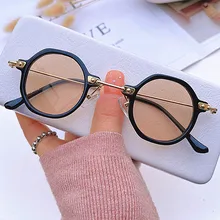 

2022 New Fashion Small Round Snglasses For Women Luxury Brand Alloy Chic Sun Glasses Men Vintage Gradient Punk Eyewear Black