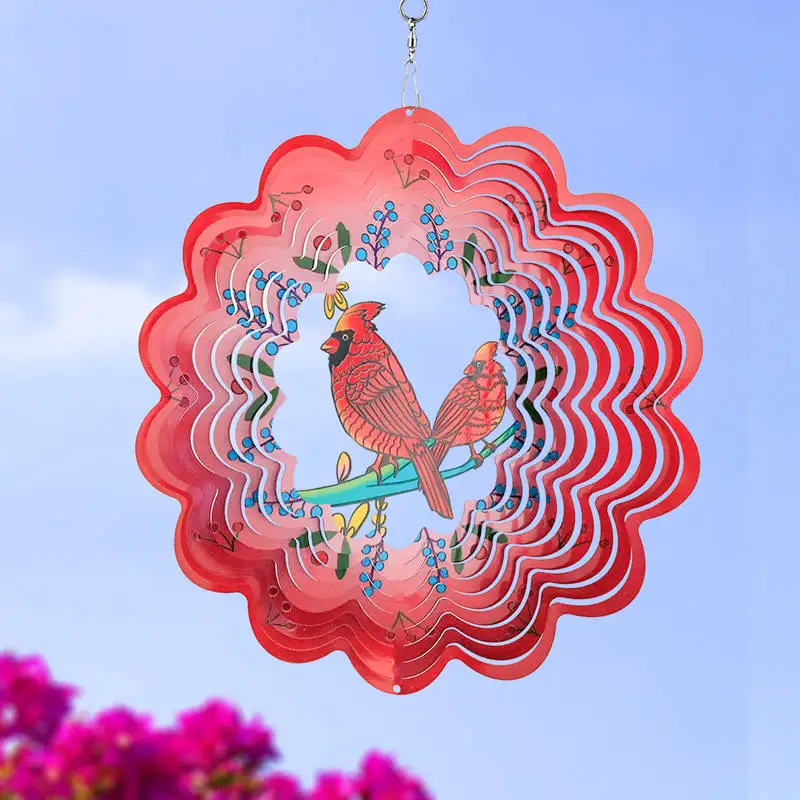 

Cardinal Wind Spinner 3D Red Bird Spinners Outdoor Ornament Metal Art Large Spinning 12in Chimes Hanging for Yard Garden Decor