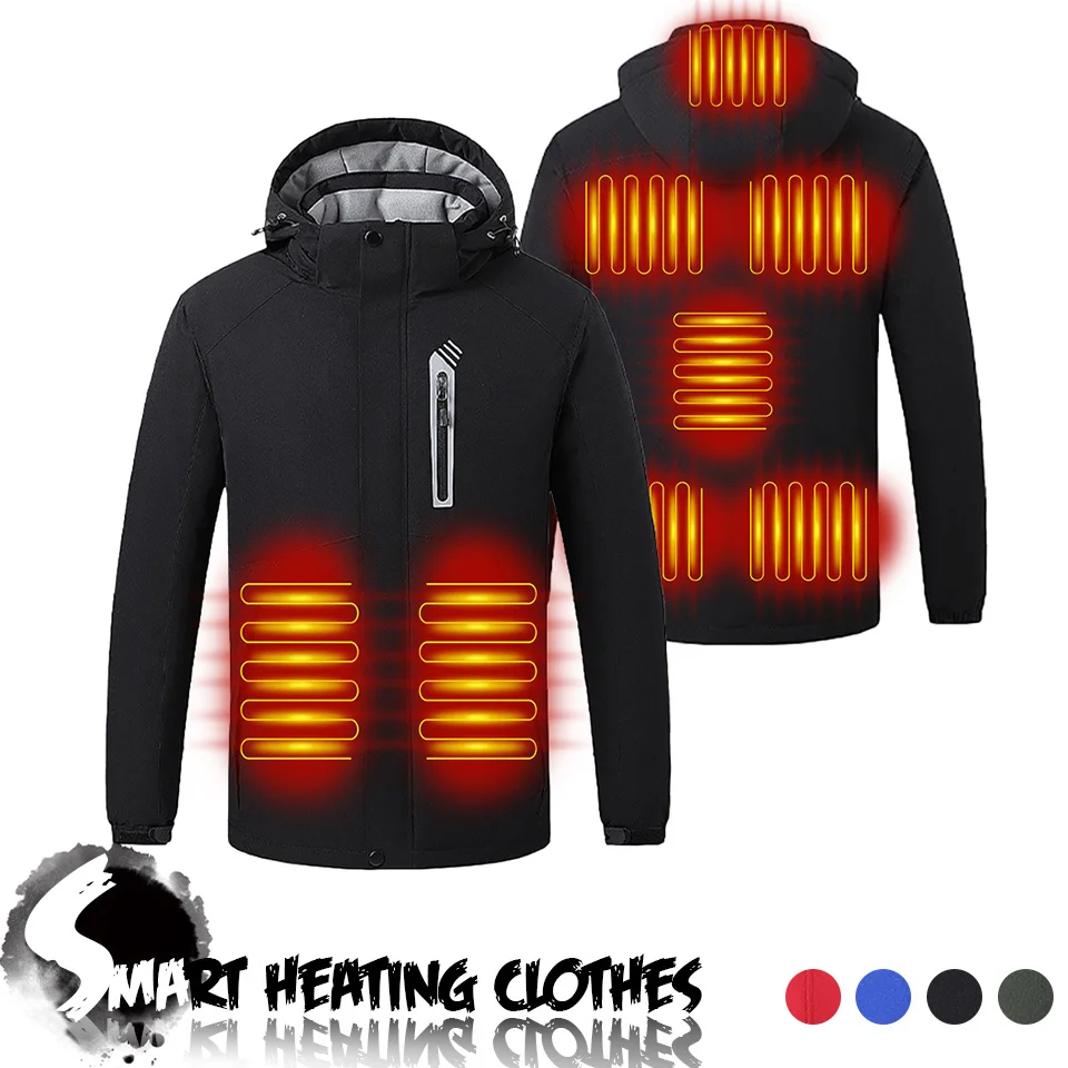 

Unisex Winter Smart Heating Clothes Cycling Skiing Hiking USB Heating Windproof Waterproof Warm Jackets 8 Zone Heated Coat