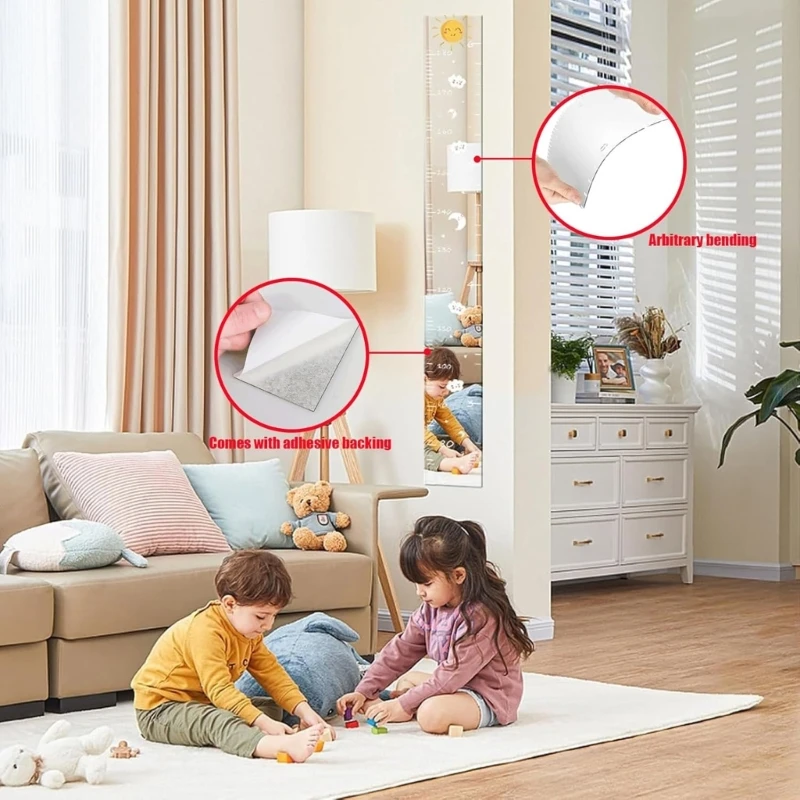 Shatterproof Acrylic Puzzle Growth Chart Mirror for Kids Room Wall Decors and Milestones Recording Height Measuring Y5GA