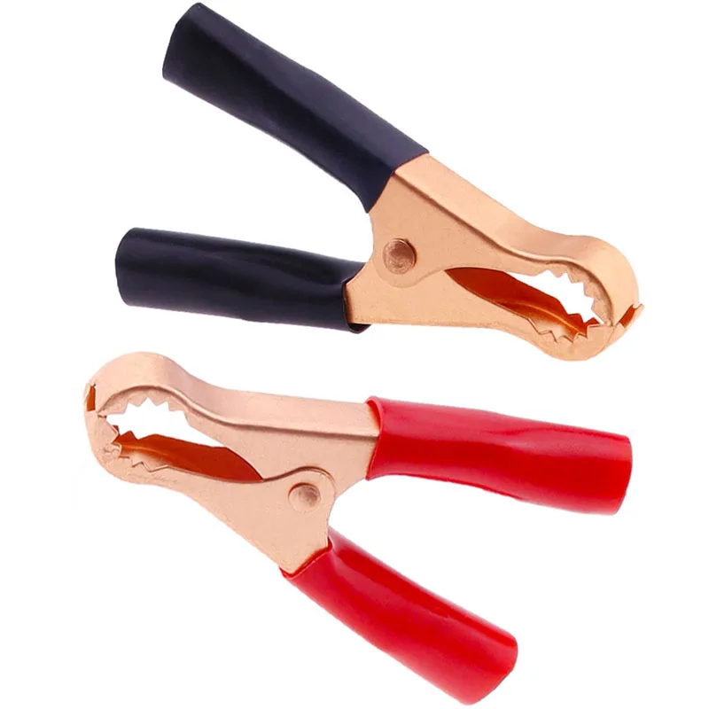 Red + Black 80mm Crocodile Car Caravan Van Battery Test Lead Clips 2Pcs 50A Alligator Clips Connector Plug Power alligator clips test clip test leads