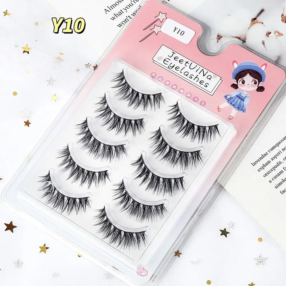 

5pairs/box 3D Effect Fluffy False Eyelashes Eye Makeup Tools Polyester Eyelash Extension Natural Looking Fake Lashes