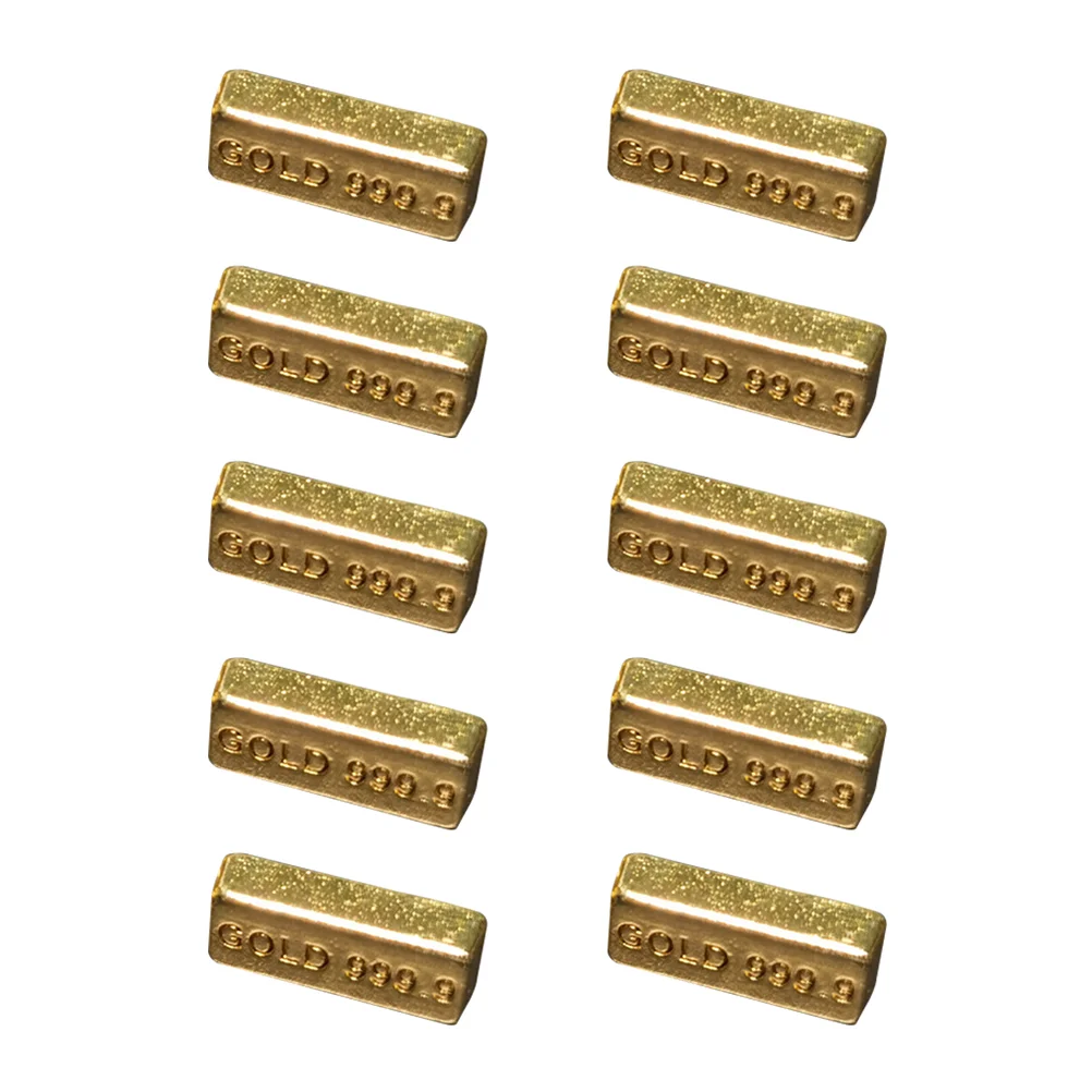 10 Pcs Mini Gold Brick Bullion Dollhouse Models Pocket Bar Alloy Miniature Fake mini dresses floral criss cross hollow out fake two piece mini dress in multicolor size l m s xl