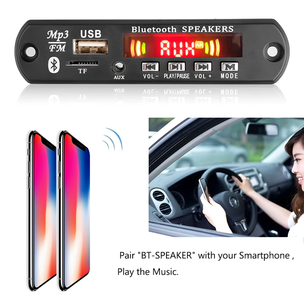 Беспроводная плата mp3-декодера 12 В Bluetooth 5 0 автомобильный лидер 2x25 Вт усилитель TF