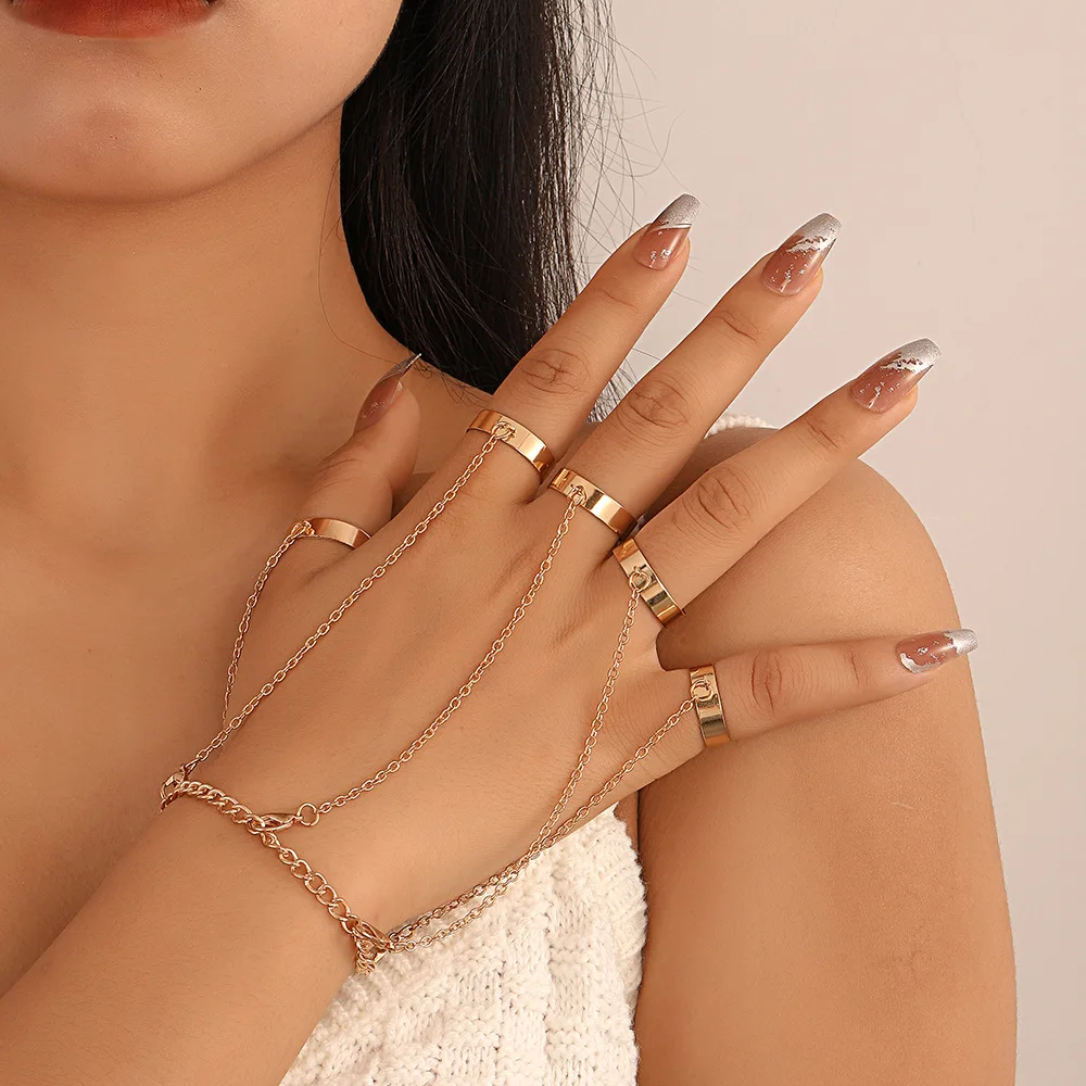 Summer New Style Pearl Butterfly Link Chain Bracelet Connected Finger Ring Bracelets For Women Couple Jewelry Gifts - Image 4