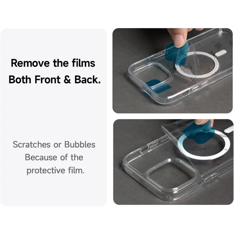 Anti-Yellowing Matte Transparent Phone Case with Magsafe Magnetic Clear Cover