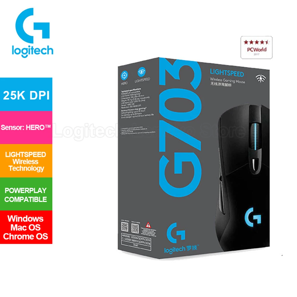 Logitech G703 HERO Lightspeed Gaming Mouse With 25K DPI 1MS REPORT RATE  POWERPLAY Compatible 32-bit ARM Wireless Mouse - AliExpress