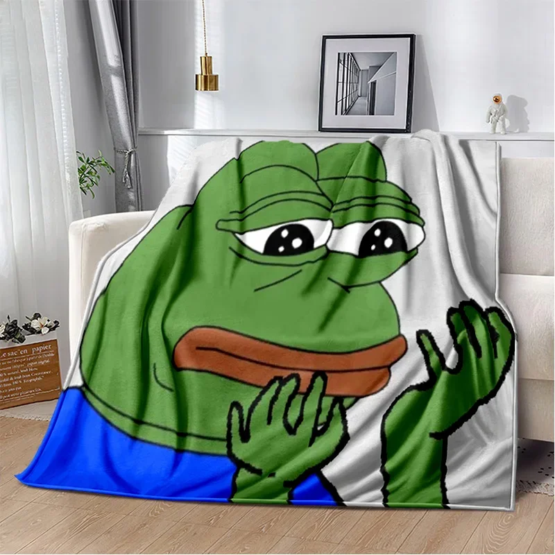 3D Pepe The Frog Face Cartoon Blanket,Soft Throw Blanket for Home Bedroom Bed Sofa Picnic Travel Office Rest Cover Blanket Kids 3