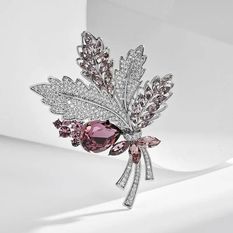 2024 New Retro Bouquets Crystal Micro-inlaid Zircon Brooch for Women Coconut Flower Corsage Luxury Accessories Pin Jewelry