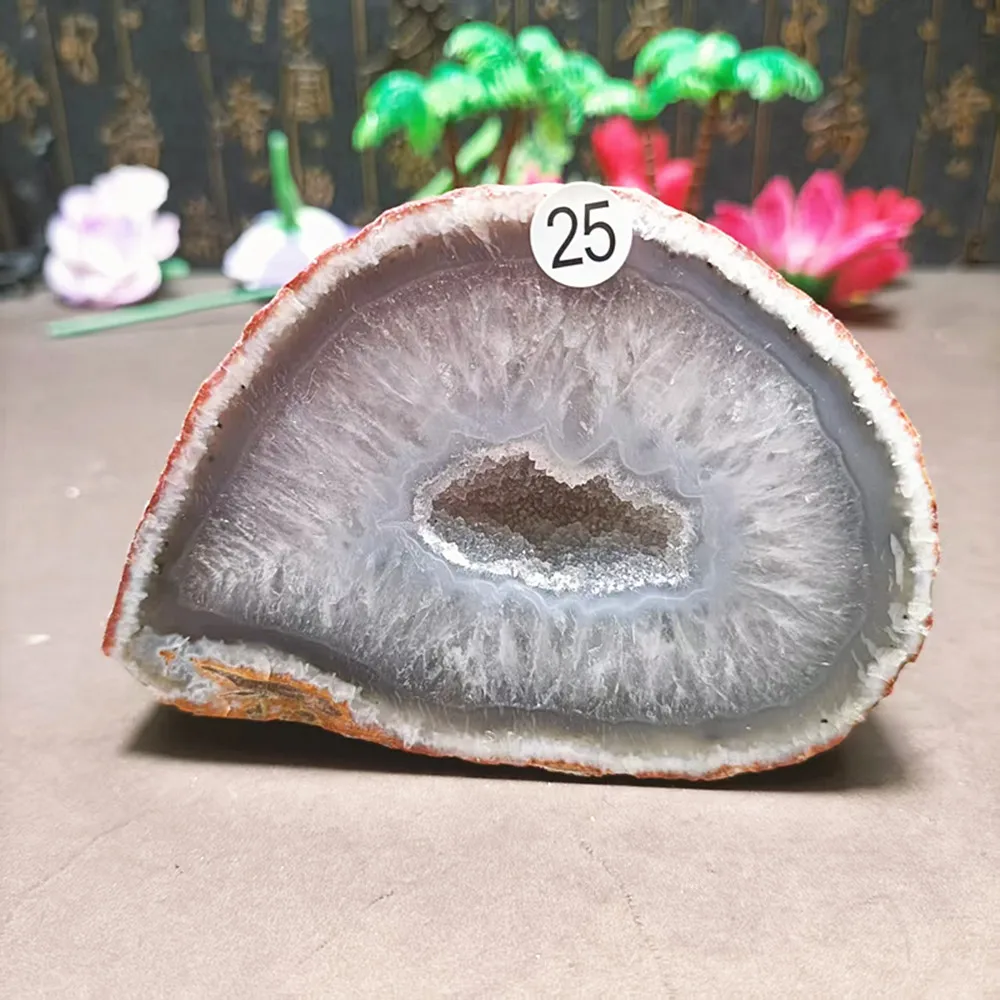 Natural Energy Agate Crystal Hole Tablet, Cluster, Beautiful Home Decor, Reiki Gift, Energy 3