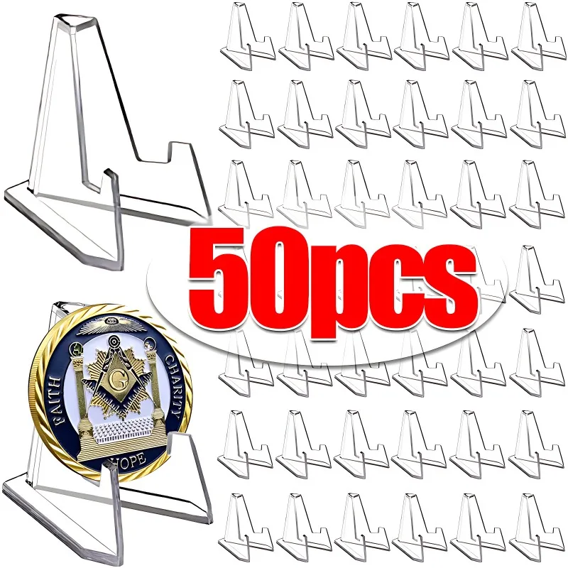 50/1pcs Transparent Acrylic Coin Display Stand Holders Small Easel Rack Card Commemorative Challenge Coin Capsule Holder Support 50/1pcs Transparent Acrylic Coin Display Stand Holders Small Easel Rack Card Commemorative Challenge Coin Capsule Holder Support