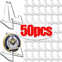 50/1pcs Transparent Acrylic Coin Display Stand Holders Small Easel Rack Card Commemorative Challenge Coin Capsule Holder Support 1