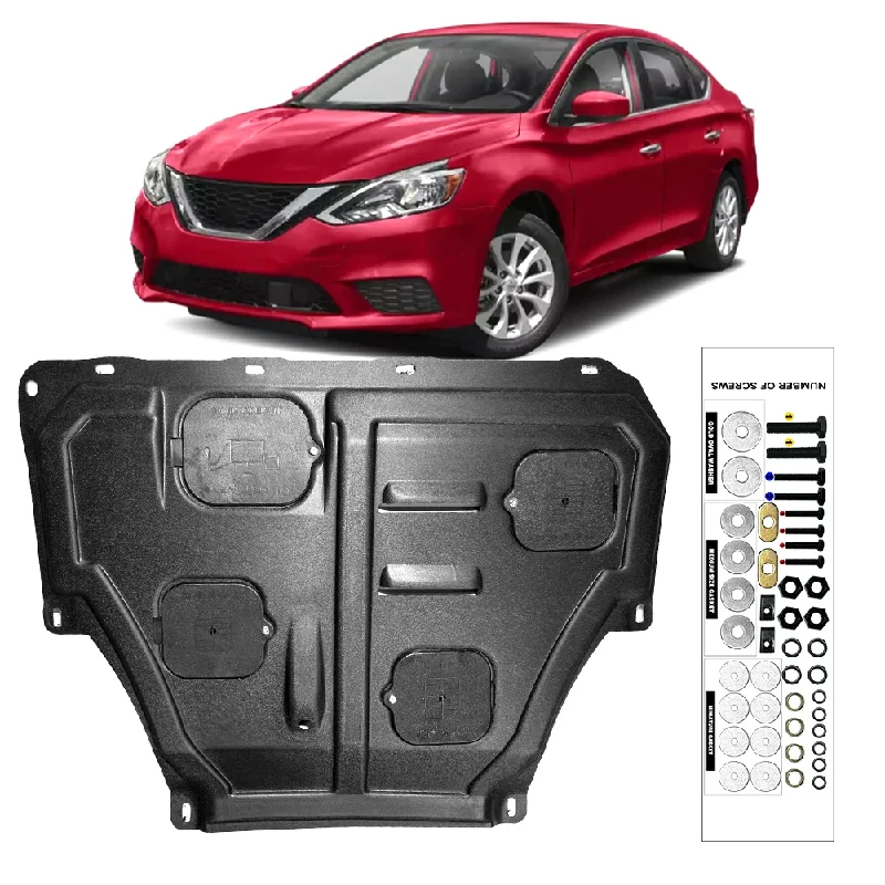 

For Nissan Sentra Sylphy 2009-2019 1.8L Black Under Engine Guard Plate Splash Shield Mud Fender Cover Mudguard Protector