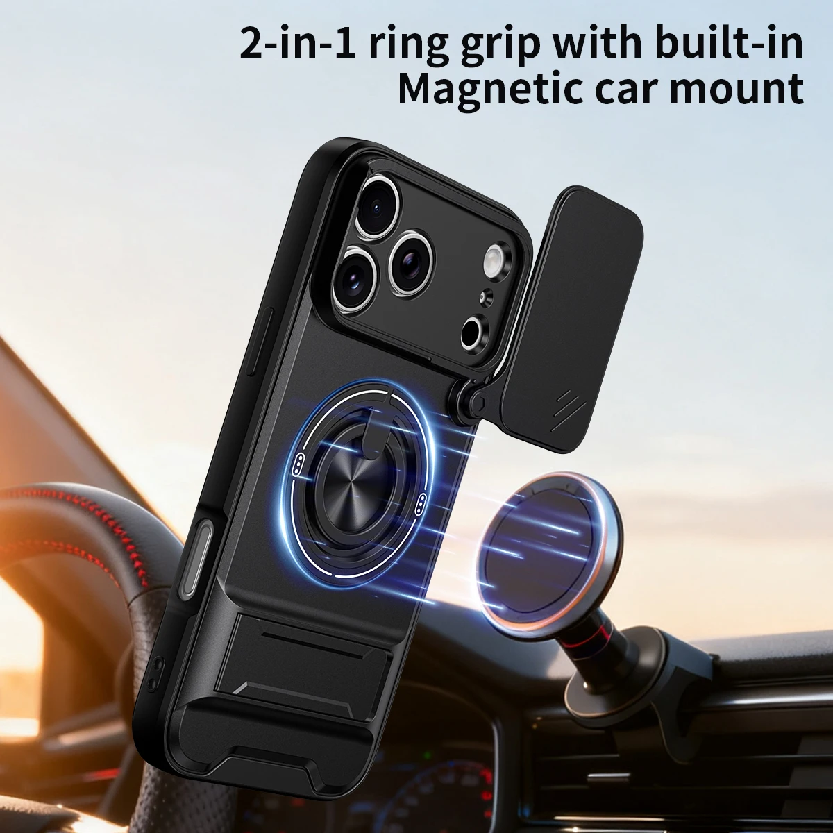 Für ZTE Blade V80 Pro Hülle ZTE Blade V80 Design Cover Magsafe Magnetischer Klapphalter Militärische Rüstung Kameraschutzabdeckung – Detail 1