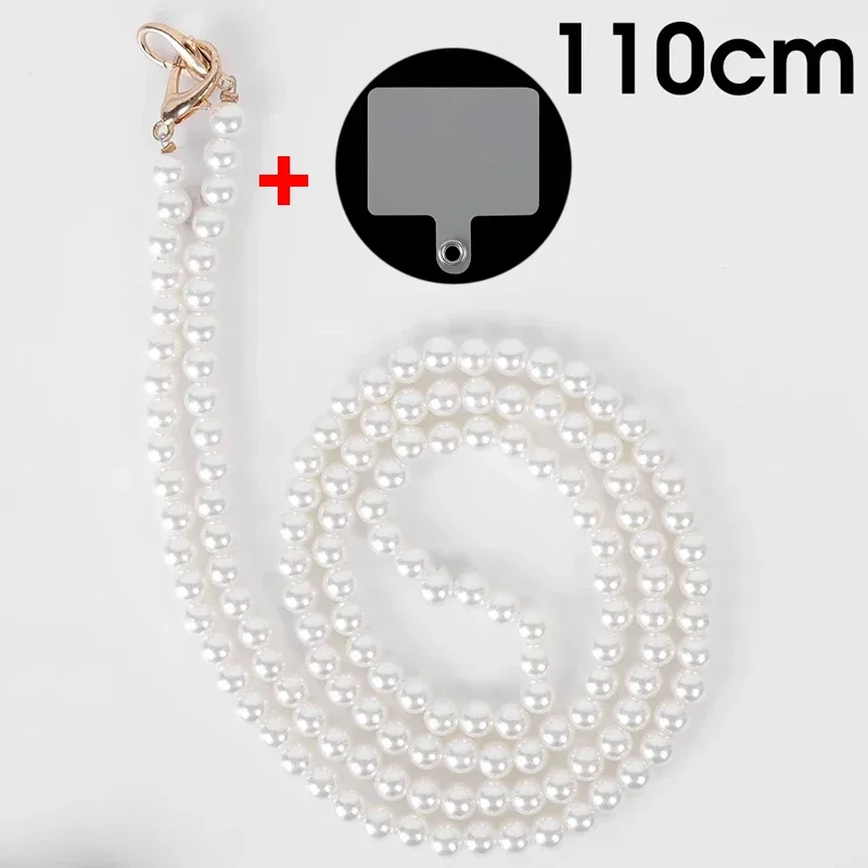 Elegant Pearl Chain Crossbody Lanyard with Detachable Keychain