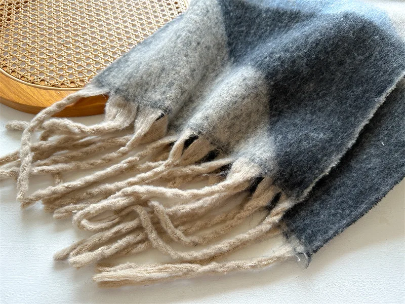 Winter Dicke Warme Schal für Frauen Kaschmir Schal und Wraps Pashmina Halstuch Bufanda Weibliche Regenbogen Haarigen Quaste Echarpe Neue – Detail 22