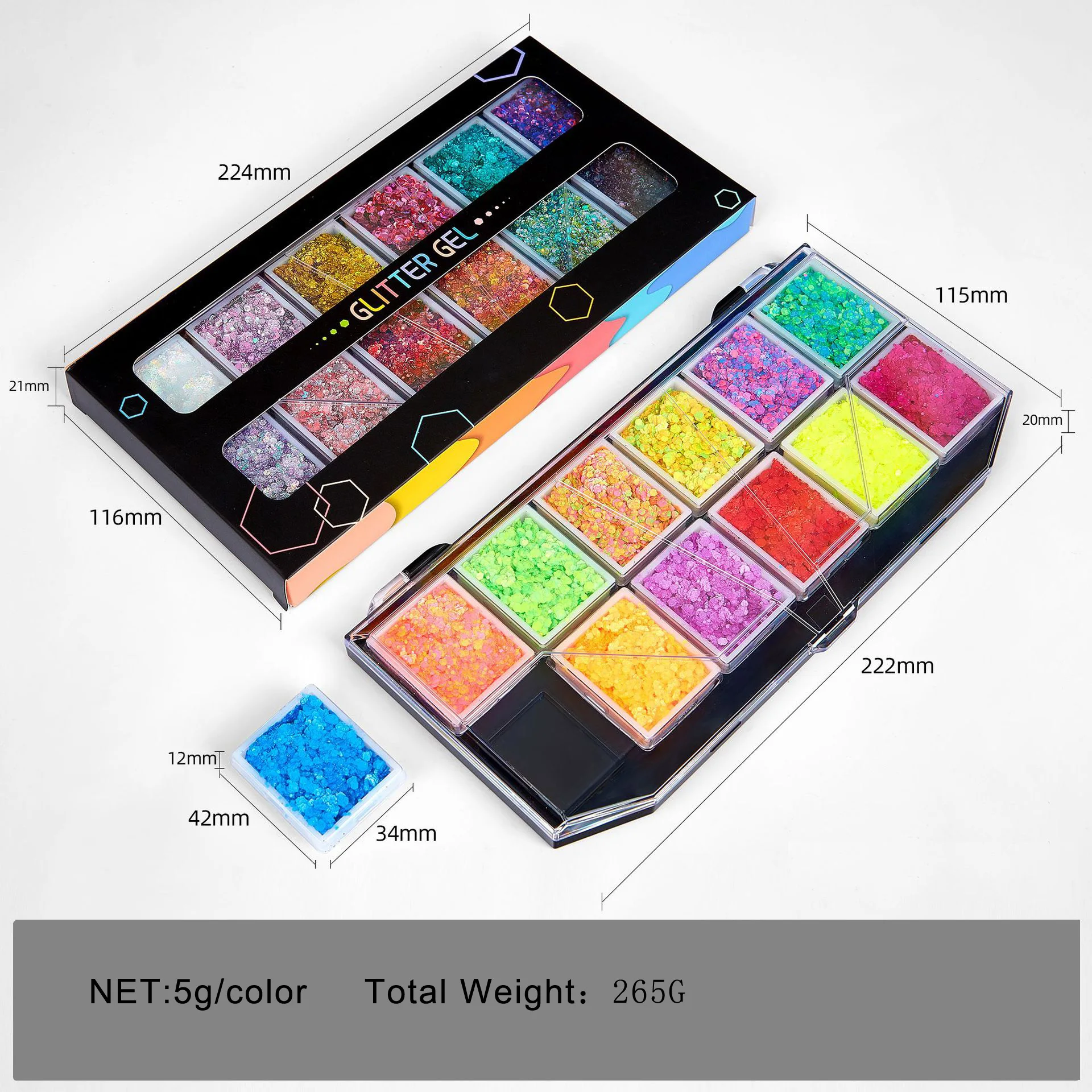 Description Picture 3 of itemChristmas Sequins Decorative Body Cream Luminous Holographic Multicolor UV Chunky Glitter Gel Paste Palette