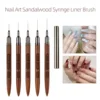1PC Round Wood Handle Nail Art Liner Brush DIY Painting Pen Sandalwood Syringe Brushes Drawing Fine Lines Stripe Pen UV Gel Nail 6