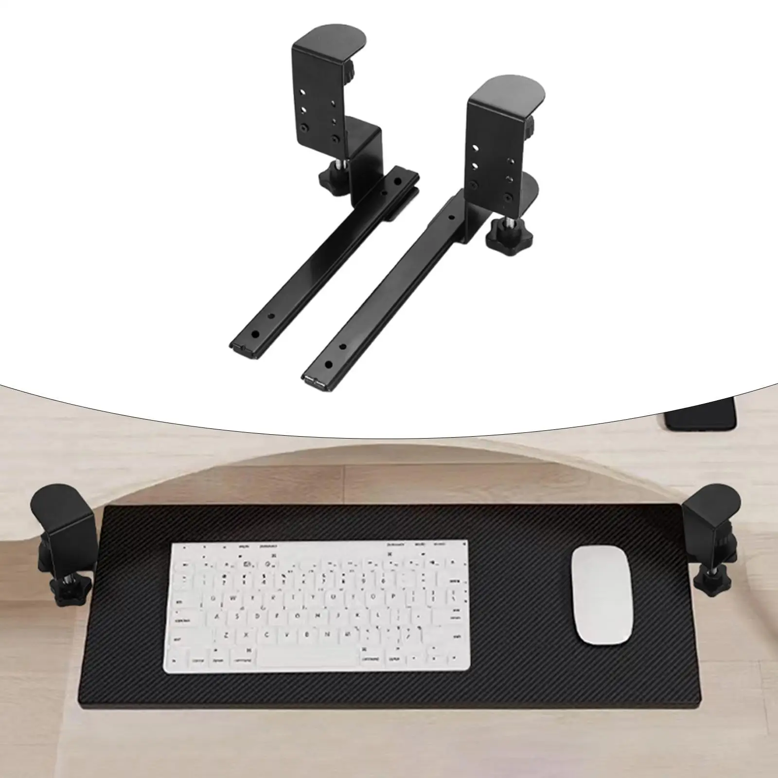 2 Pieces Under Desk Keyboard Tray Slide Keyboard Slides Lap Tray Cabinet Drawer